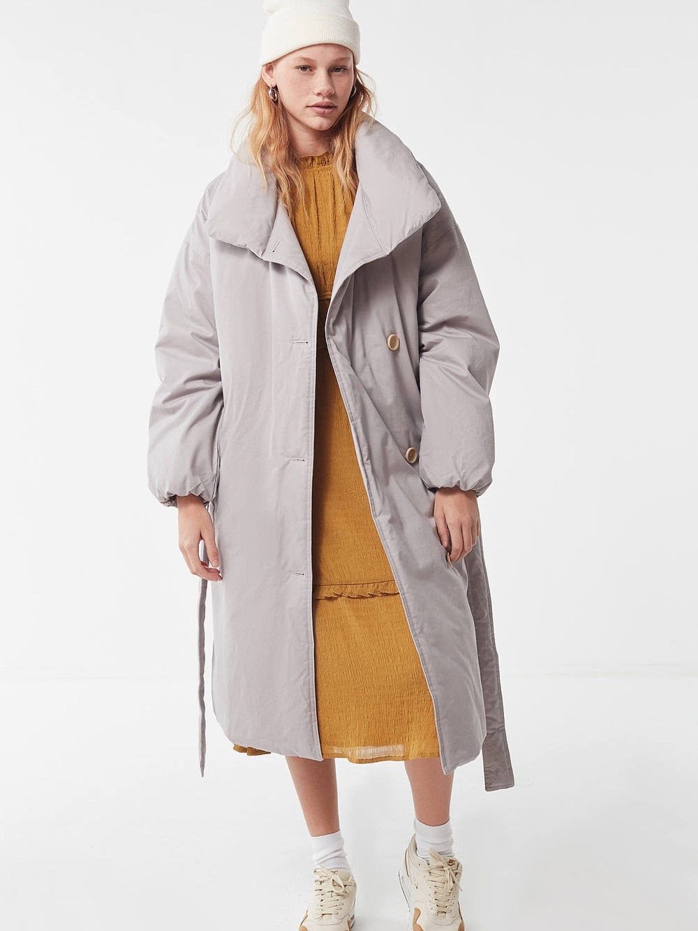 UO Belted Puffer Trench Coat